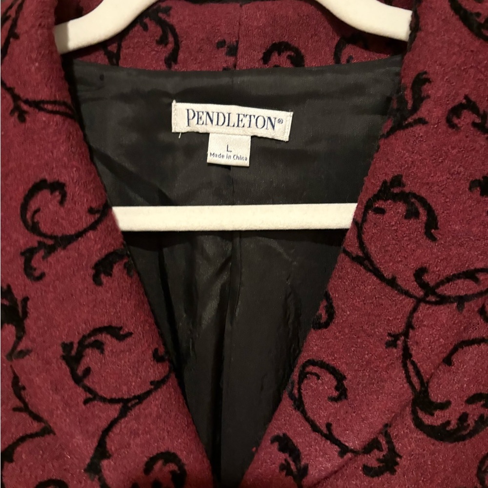 Pendleton Burgundy Flocked Scroll Wool Blend Blaz… - image 2